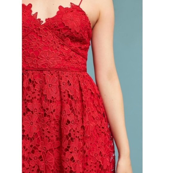 Anthropologie Scarlet Red Lace Dress - Picture 3 of 6